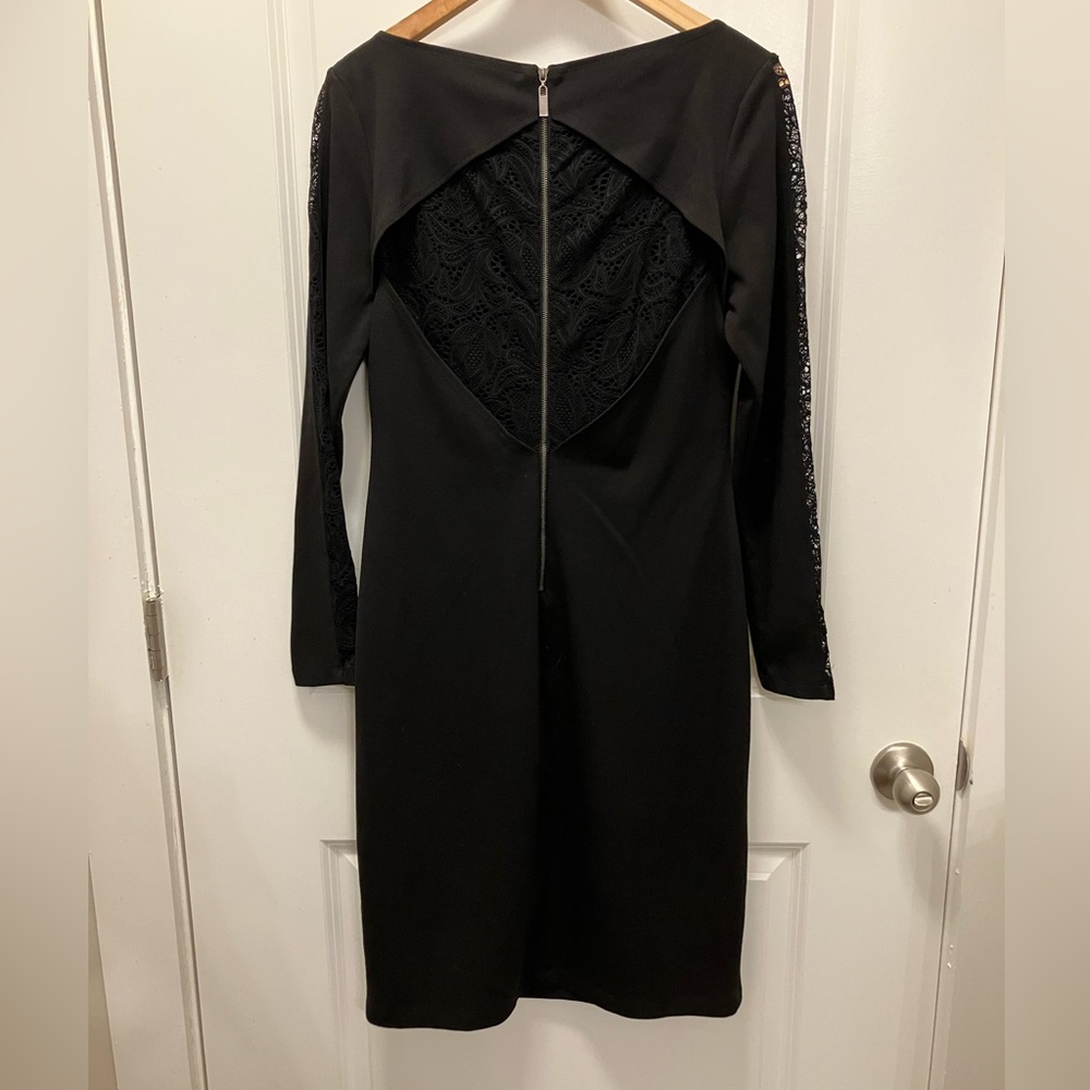 Catherine Malandrino Black Long Sleeve Dress with Lace Open Back and Sleeves